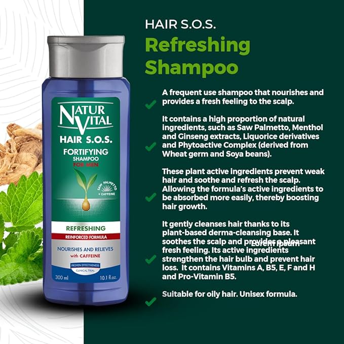 NaturVital Hair Loss Refreshing Shampoo for Men 300ML